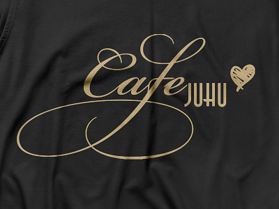 Tshirt Gold Print cafe calligraphy design justcreatives logo