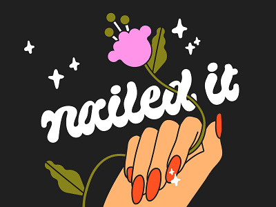 Nailed It branding design flowers illustration logo nails sparkle typography