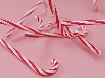 It's Raining Candy Canes 3d 3d model 3d modelling 3d simulation animation blender blender model depth of field isometric lowpoly model motion orthographic render simulation ui ux