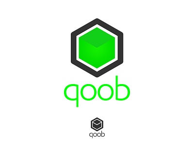 qoob logo cube green grey logo qoob