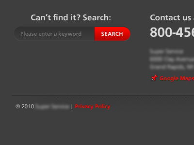 Can't find it? Search: button clean footer grey search website