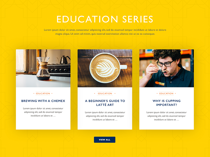Coffee Education Blog Posts shadow tiles cards posts blog education website coffee
