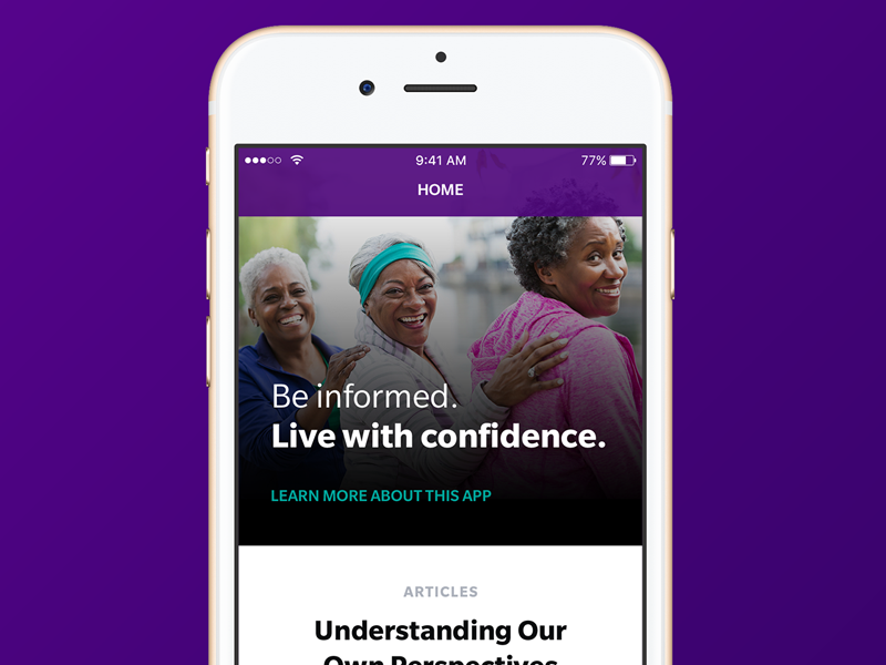 Healthcare Disparity App ladies photo purple ux iphone healthcare ui ios mobile app