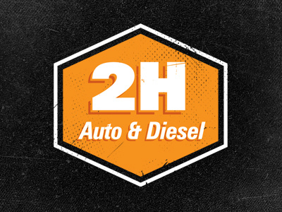 2H Auto & Diesel Logo black logo orange patch texture