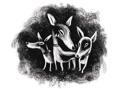 Hounds album art band digital dog editorial hound illustration music painting shadow spot