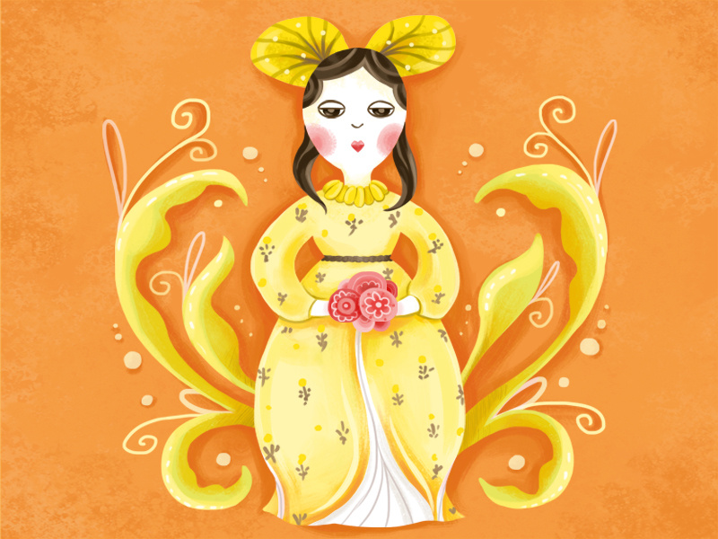 Staffordshire Pottery: 1 decoration colourful dress girl character photoshop digital art lady flower decorative painting digital art illustration