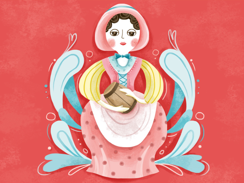 Staffordshire Pottery: 2 dress decorative decoration girl lady colourful character digital art painting digital photoshop art illustration
