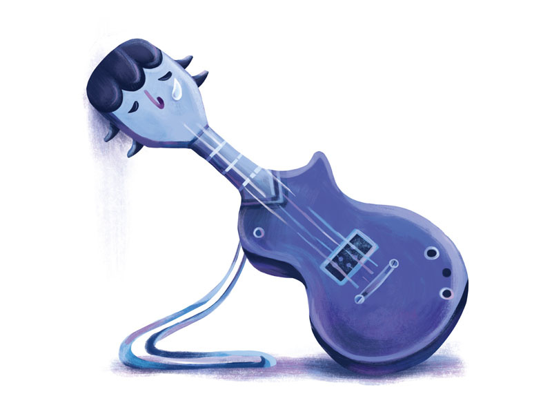 Musician and depression guitarist mentalhealth artist art photoshop depression musician music guitar spot editorial digital painting illustration