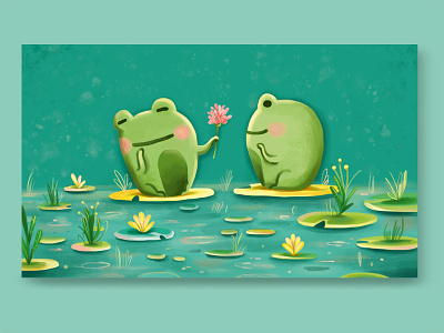 Happy Valentine's Day art digital digital art flower frogs gift holiday illustration love painting photoshop sweet valentine valentines day