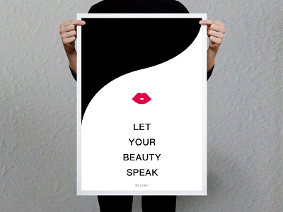 LET YOUR BEAUTY SPEAK hair illustration mouth poster