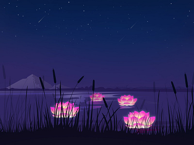 Moonlit Night china illustration moon night ui