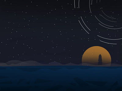 Moonlit night icon moon night sea ui