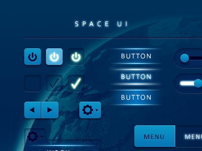 Space UI button dial slider space ui kit