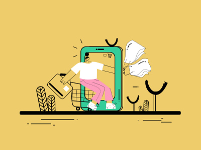 Online Shopping 2d character character design design dribbble flatdesign illustration illustration art illustration design illustrator online shopping ui