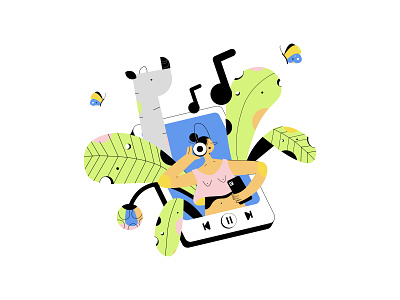 Spotify - Favorite Application application artwork character character design design digitalart dribbble flat flatdesign illustration illustration art illustrator music spotify spotifydesign ui