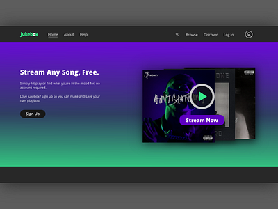 jukebox - Music Streaming Site Concept - Landing Page