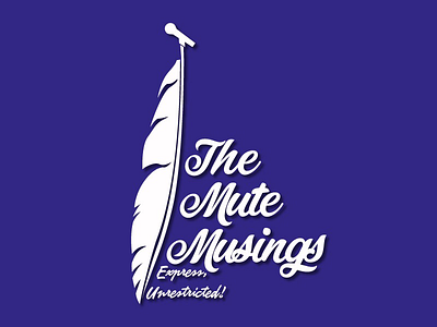 The Mute Musings Logo feather logo mic microphone pen speech typography writing