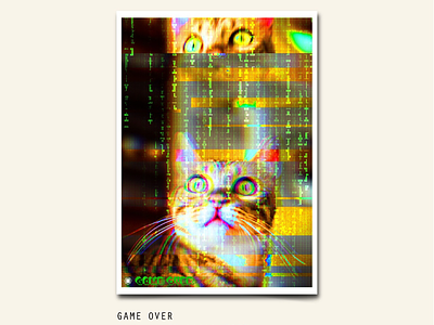 116/365 GAMEOVER abstract art cat character digital error glitch poster project365