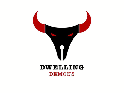 117/365 DWELLING DEMONS abstract art brand identity demkn demon devil logo pen poem poster strawgy wrote