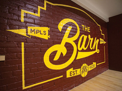 Barn Mural barn basketball hand lettering lettering logo minnesota painting script sign