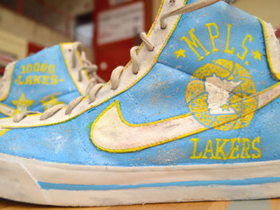 MPLS Lakers Custom Sneakers customs lakers mpls painting sneakers