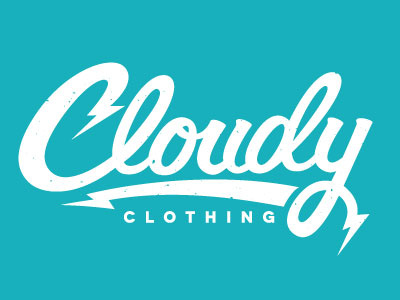 Cloudy clothing cloudy lettering lightning script