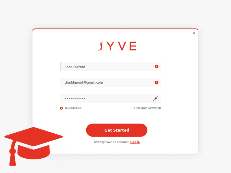 JYVE.com | User Login Interface animation responsive web design user interface