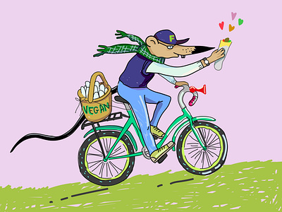 falafel delivery bycicle character colors delivery delivery service falafel furry illustration illustrator rat rats vector vector art vector illustration