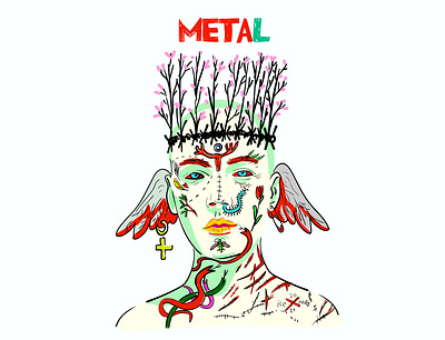 my remake cover of METAL magazine angel challenge character cover crown deer forest illustration insect man metal magazine plants remake cover sakura snacks spring tattoo vector vector illustration wings