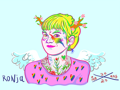 Ronja angel character colors girl illustration illustrator lgbt lovewins plants portrait tattoo vector vector art vector illustration