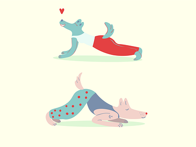 yoga dogs animals character cute dogs flat furry illustration illustrator vector vector art vector illustration