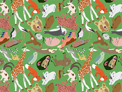 zoo pattern green ai animals design forkids illustrator pattern vector vector art vector illustration zoo