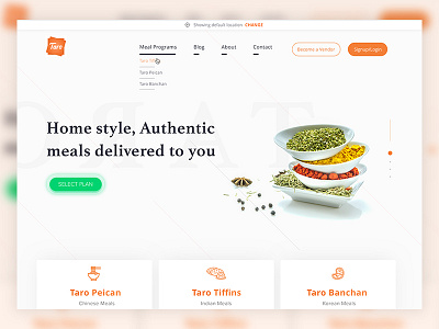 Taro Food Delivery Website food minimal ui userflow ux website