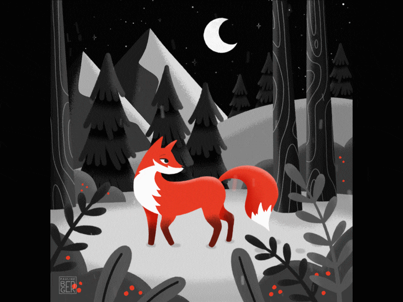 Fox under the snow animal animation cha challenge drawing forest fox illustration motion motion graphics nature snow weeklywarmup winter