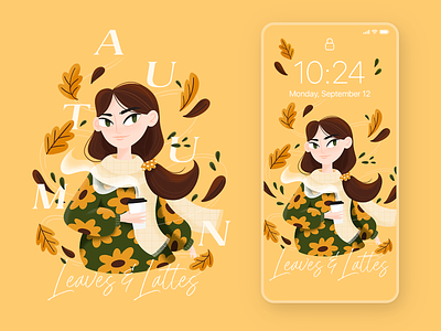 Autumn – Leaves & Lattes 2d autumn autumn illustration challenge character coffee drawing dribbleweeklywarmup fall fall illustration illustration lattes leaves mobile wallpaper wallpaper weekly warm up weeklywarmup woman