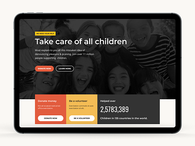 Hero / Non-profit organization design hero image hero section non profit tablet design templatedesign templates ui