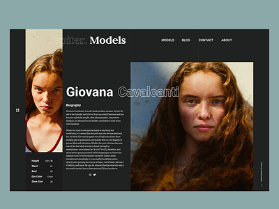 Jupiter Models - Website Concept branding design figma flat header homepage identity landing page lettering minimal principle product illustration typography ui webdesign