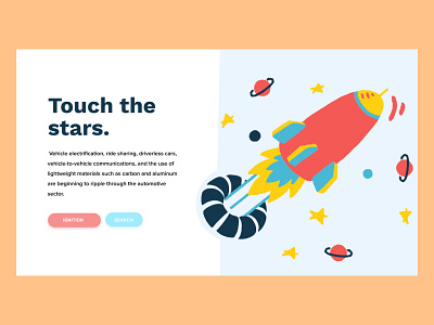 Touch The Stars! branding flat homepage illustrator landing page orb typography