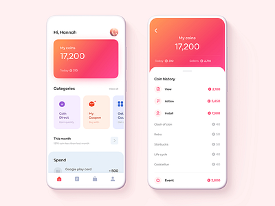 My Coin page design mobile mobile app ui
