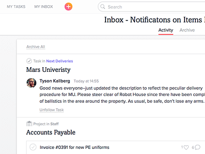 New Asana's Inbox asana inbox productivity redesign ui