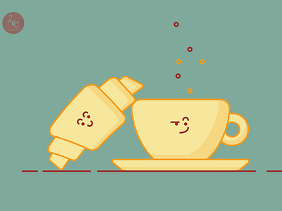 Coffer and croissant coffee croissant illustrator vector