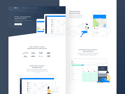 Skedulo Home Page home illustration landing product ui ux web
