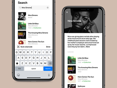 Crate - Search and Artist app collection crate ios iphonex mobile music records ui ux vinyl