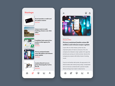 News Mobile App 2021 design google ios minimal mobile ui neomorphic news news app newsfeed newspaper red trend ui ui design ux ux design vector