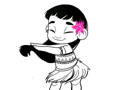 Procreate practice: Dancing girl in Hawaii