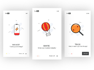 Get Me - Tracking Application first shot graphic design home design illustration location location tracking low battery share tracking ui design