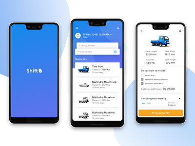 Shift - Truck Rental App app application appointment design management mobile pixel2 truck rental app ui ui design ux