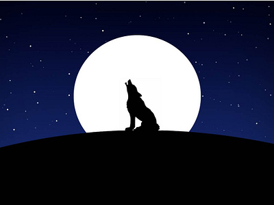 Howling Wolf animal design dog illustration illustration art illustrator illustrators moon mountain night photoshop silhouette simple illustration vector wolf wolfman