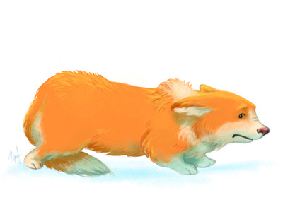 Dog body language - frightened. 2d character animal animals body language character character design childrens illustration corgi dog editorial illustration illustration movement