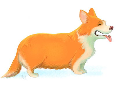 Dog body language - calm. 2d animal animals animation body language calm character character design corgi dog dog behavior editorial illustration illustration psychology